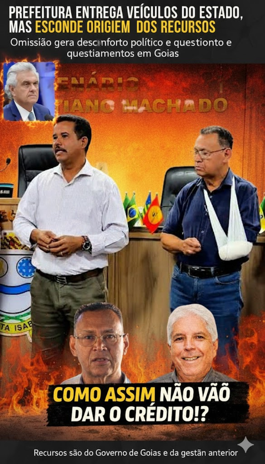 Prefeitura entrega veículos do Estado sem citar origem e gera desconforto político em Goiás
